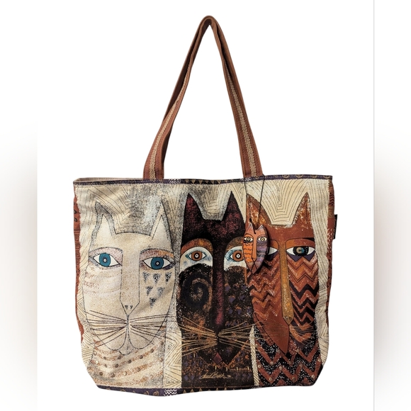 Laurel Burch Handbags - LAUREL BURCH Large Canvas Cat Tote Bag